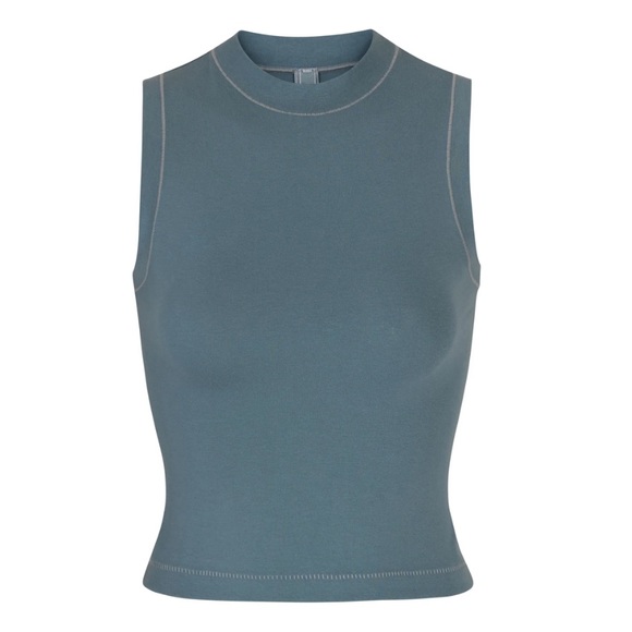 Skims cotton jersey mock neck tank in kyanite